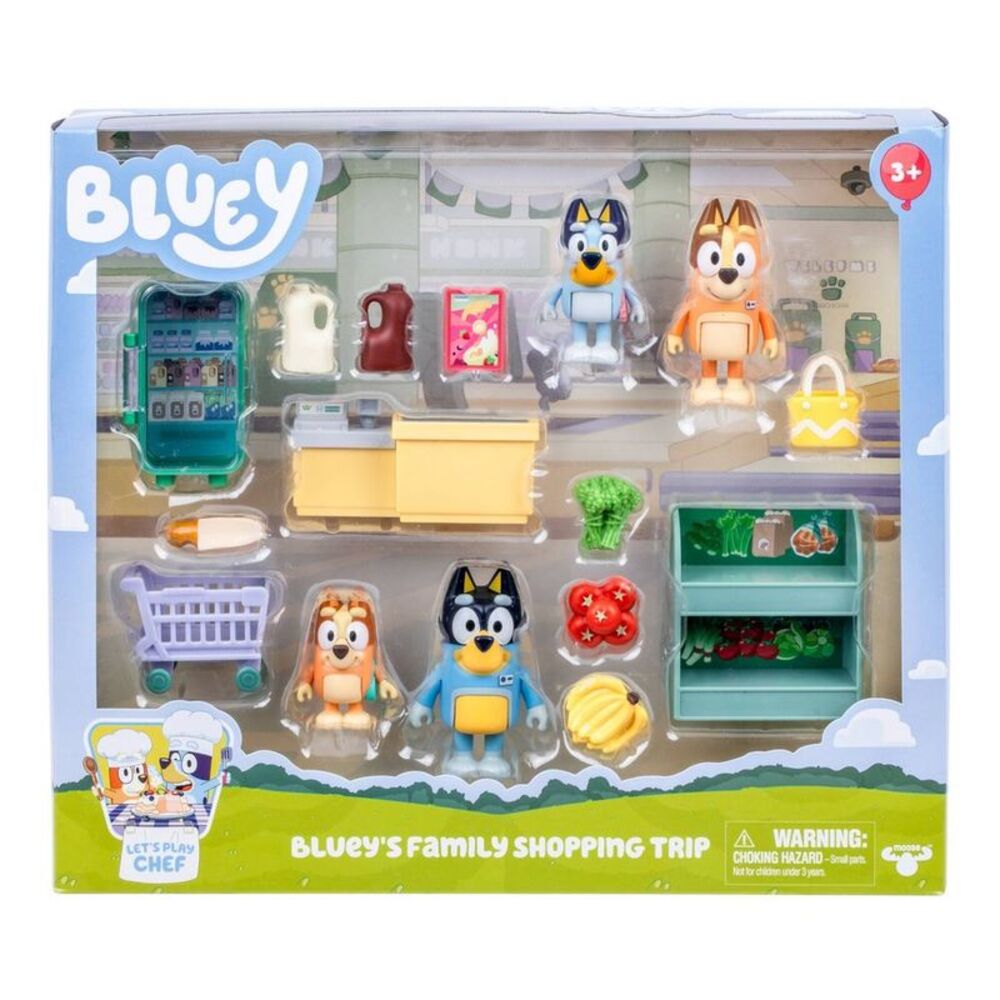 Let's Play Chef Family Shopping Trip Mini Figures Set - Bluey